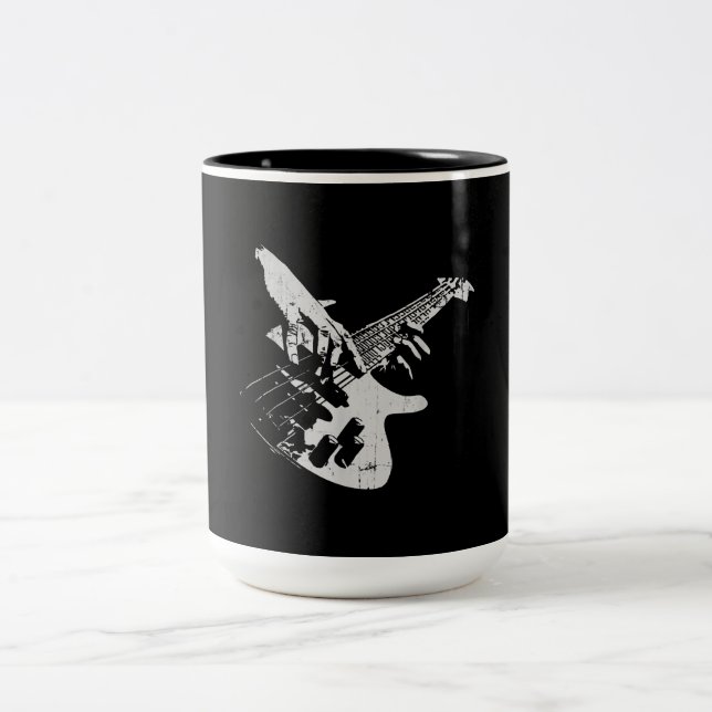 Bass Guitar Player Gift Bassist Two-Tone Coffee Mug (Center)