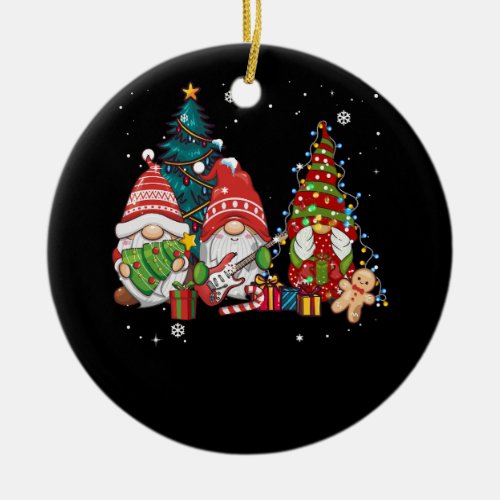 Bass Guitar Player Gnomes Funny Christmas Tree Lig Ceramic Ornament