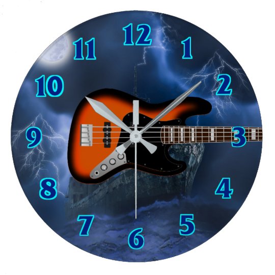 Bass Guitar Player Large Clock | Zazzle.com