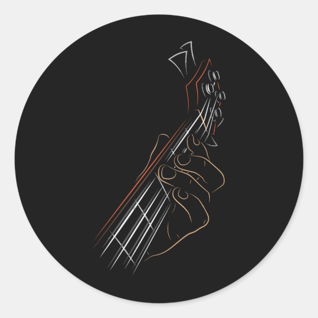 Bass Guitar Player Music Guitarist Musician Rock Classic Round Sticker (Front)