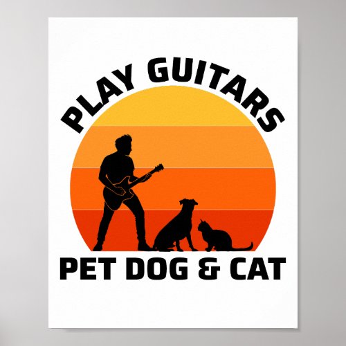 Bass Guitar Player Music Musician Bassist Dog Cat Poster