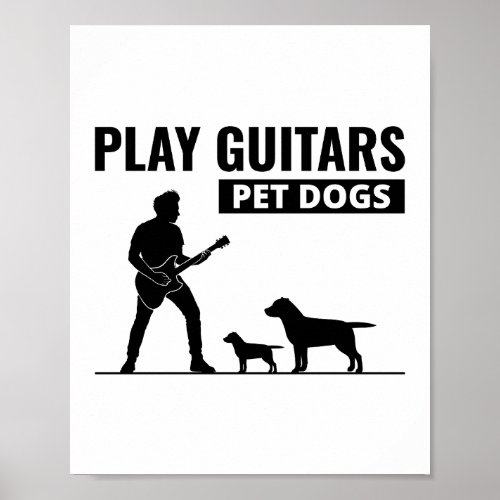 Bass Guitar Player Music Musician Bassist Dog  Poster