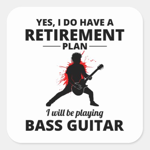 Bass Guitar Player Music Musician Bassist Funny Square Sticker