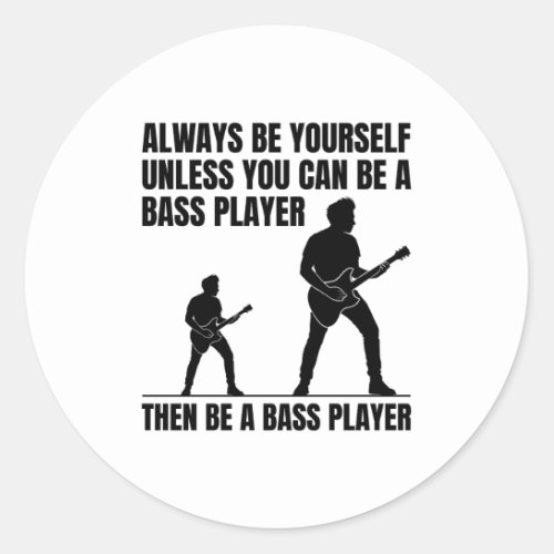 Bass Guitar Player Music Musician Bassist Retro Classic Round Sticker