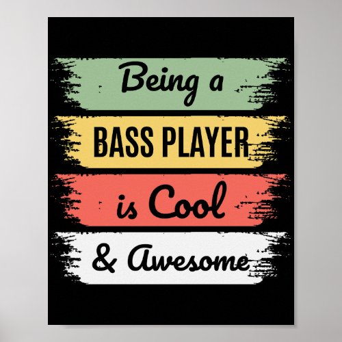 Bass Guitar Player Music Musician Bassist Retro Poster