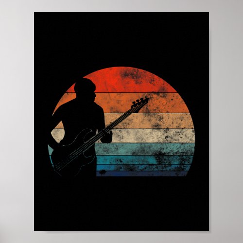 Bass Guitar Player Retro Vintage Bass Clef Bassist Poster