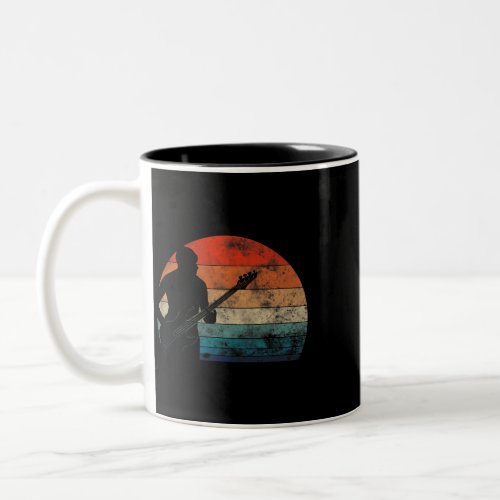 Bass Guitar Player Retro Vintage Bass Clef Bassist Two_Tone Coffee Mug