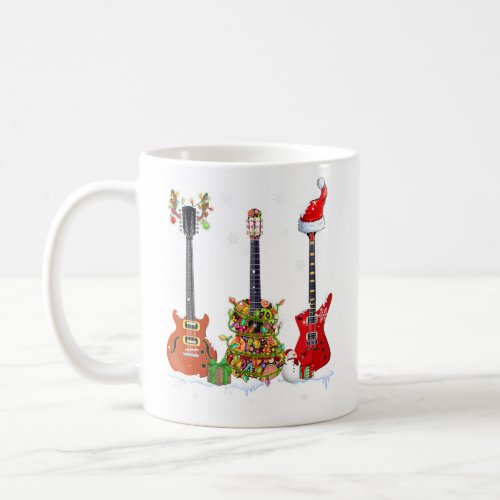 Bass Guitar Player Santa Hat Reindeer Guitar  Chri Coffee Mug