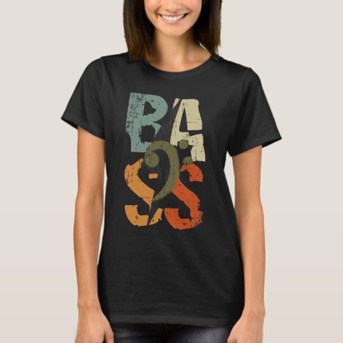 BASS Guitar Player Vintage Bass Clef for Bassist T_Shirt