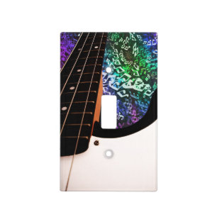 Bass Guitar Rainbow Musical  Notes Light Cover