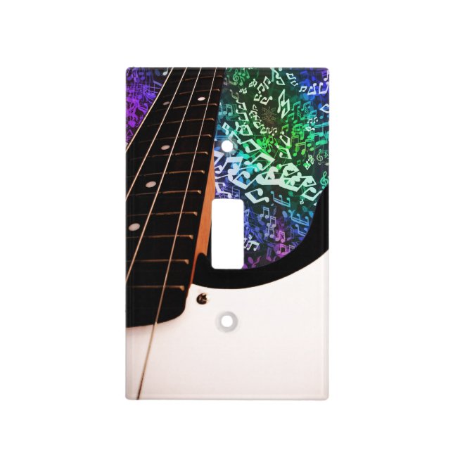 Bass Guitar Rainbow Musical  Notes Light Cover (Front)