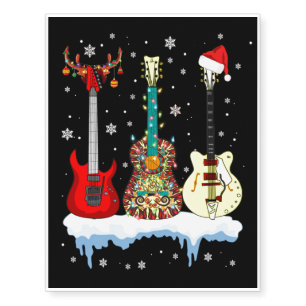 Bass Guitar Santa Hat Reindeer Hippie Guitar Lover Temporary Tattoos