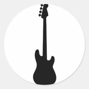 Bass Guitar Silhouette, musical instrument Classic Round Sticker