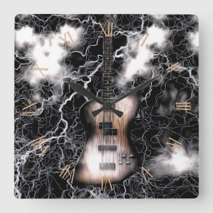 Bass guitar square wall clock