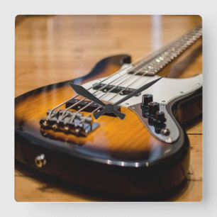 Bass Guitar Square Wall Clock