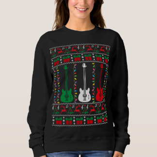 Bass Guitar Ugly Christmas Sweater Guitar Player X