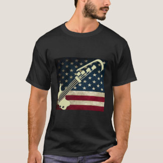 Bass Guitar Us Flag T-Shirt Bass Player Tee Shirt