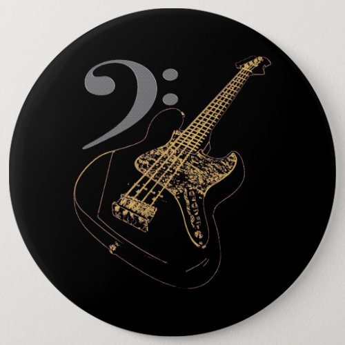Bass Guitar with Music Notes Key Button