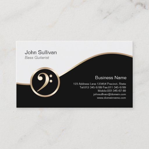 Customizable Bass Guitarist Business Card Gold Bass Clef Icon
