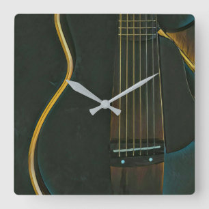 Bass guitarist gift square wall clock