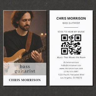 Bass Guitarist Musician QR Code Photo Business Card