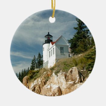 Bass Harbor Head Lighthouse Ceramic Ornament by thecoveredbridge at Zazzle