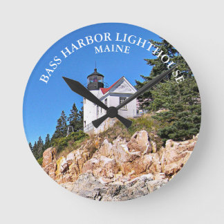 Bass Harbor Head Lighthouse Maine Round Wall Clock