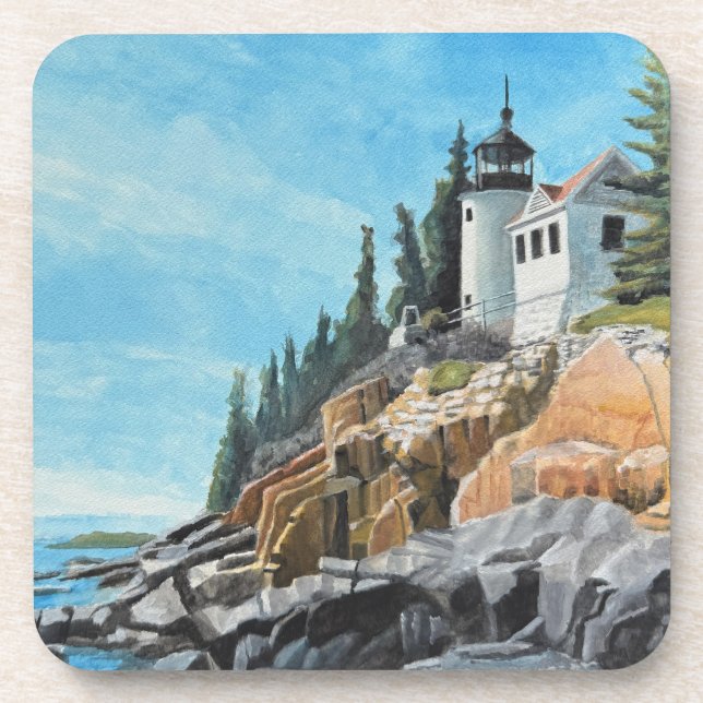 Bass Harbor Lighthouse Beverage Coaster (Front)