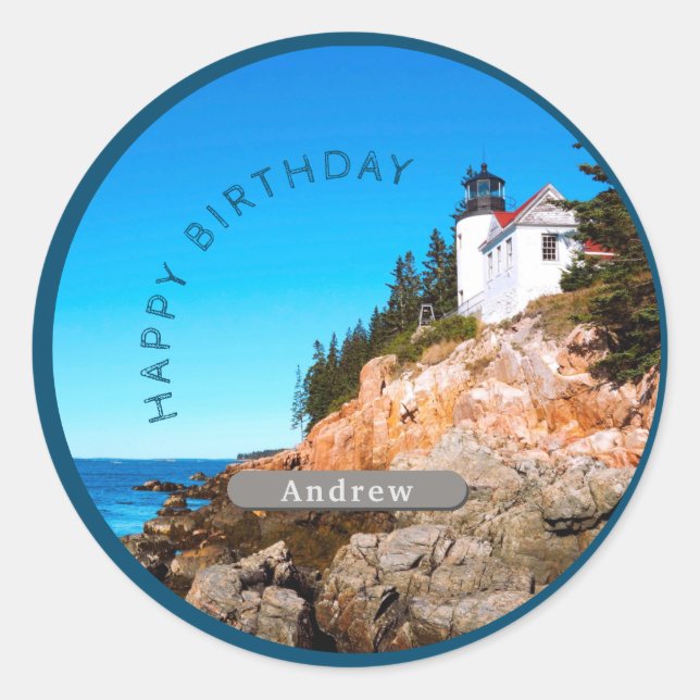 Bass Harbor Lighthouse Birthday Acadia NP  Classic Round Sticker (Front)