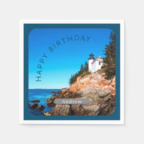 Bass Harbor Lighthouse Birthday Acadia NP Napkins