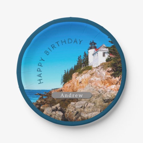 Bass Harbor Lighthouse Birthday Acadia NP Paper Plates