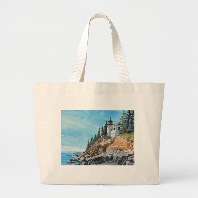 Bass Harbor Lighthouse Large Tote Bag (Front)
