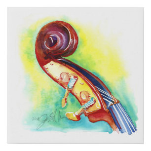 Bass Headstock - Double Bass Strings Canvase Wrap Faux Canvas Print
