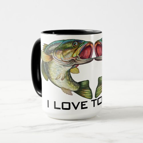 Bass Heart Love to Fish Mug