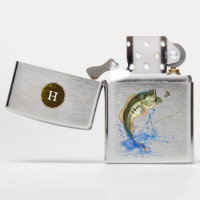 Bass Jumping after Fly Fishing Luree= Monogram Zippo Lighter