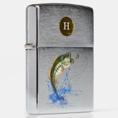 Bass Jumping After Fly Fishing Luree= Monogram Zippo Lighter 