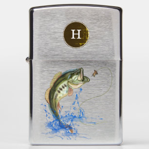 Bass Jumping after Fly Fishing Luree= Monogram Zippo Lighter