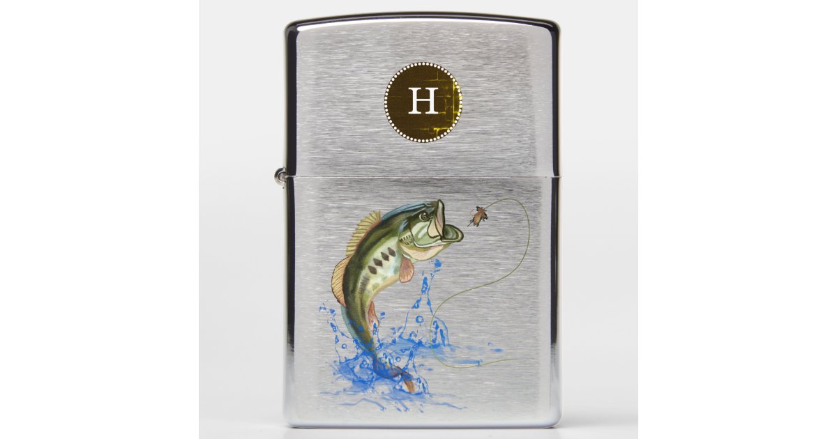 Bass Jumping after Fly Fishing Luree= Monogram Zippo Lighter
