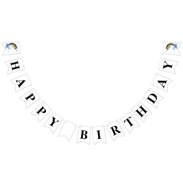 Bass Jumping Fishing Happy Birthday Bunting Flags (All)