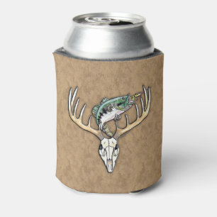 Bass jumping over large horns deer skull can cooler
