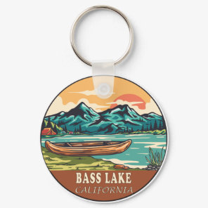 Bass Lake California Boating Fishing Emblem Keychain
