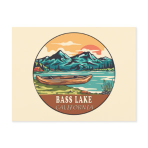 Bass Lake California Boating Fishing Emblem  Postcard