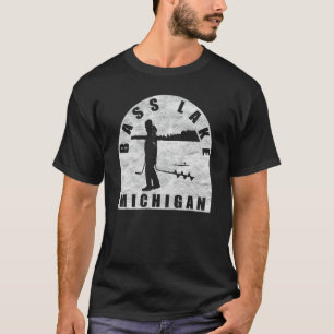 Bass Lake Ice Fishing Michigan T-Shirt