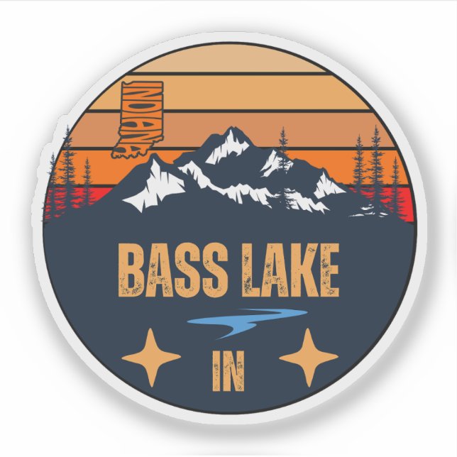 Bass Lake, Indiana Sticker (Front)