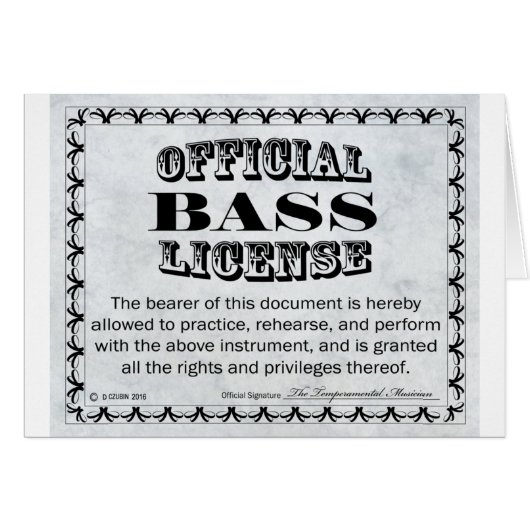 Bass License (Front Horizontal)