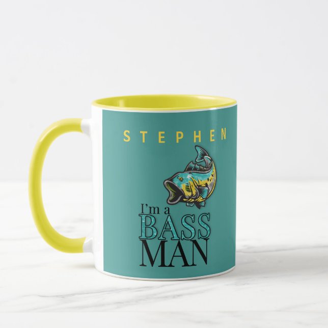 Bass Man Humor with Name Mug (Left)