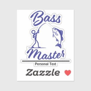 Bass Master Stick Man illustration, personalize Sticker