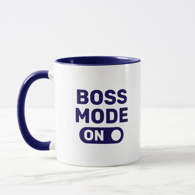 Bass Mode On-Blue Typography Coffee Mug (Left)