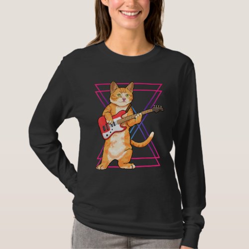 Bass Music Cat Rock Kitty Bass Guitar Player For M T_Shirt
