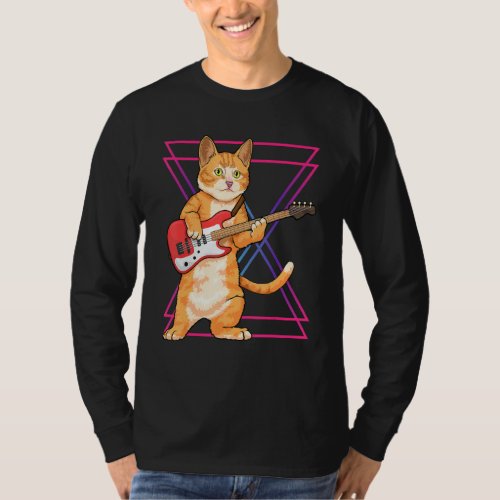 Bass Music Cat Rock Kitty Bass Guitar Player For M T_Shirt